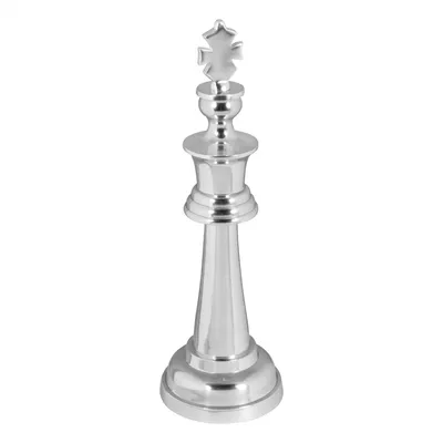 Produktbild von WOHNLING Deko Schachfigur KÖNIG Aluminium Dekoration poliert 70 cm Dekofigur Statue Skulptur groß Alu einzeln modern XXL