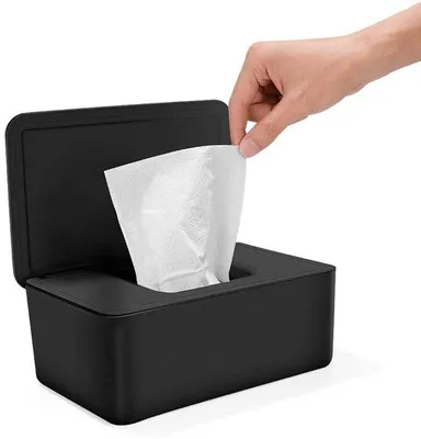 Productafbeelding van Famanu box voor vochtige doekjes met deksel - Waterdichte en afgesloten dispenser (zwart)