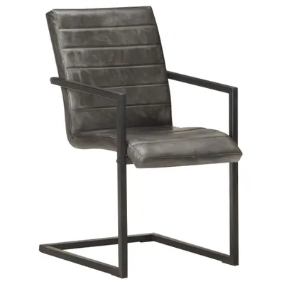 Produktbild von vidaXL Freischwinger 6 Stk. Grau Echtleder