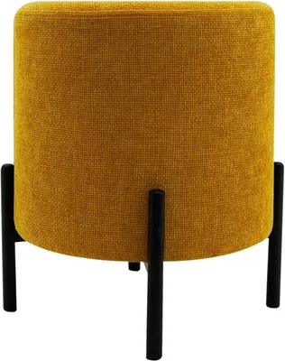Produktbild von Fußhocker Pouf, Ottoman Fußstütze, Senfgelb, Polyesterstoff Stahl, Rund, für Wohnzimmer, Modern - Maße AxAnxFon: 43,5 x 38 x 38 cm - Art. RE7058