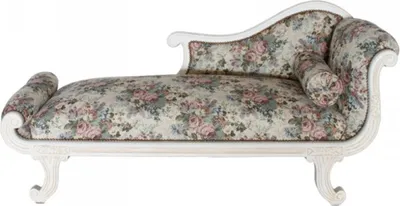 A chaiselongue with a floral pattern.