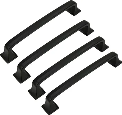 Immagine prodotto di set di 4 maniglie per mobili nere opache da 128 mm in alluminio - Maniglie per porte e cassetti eleganti e moderne per mobili da cucina e soggiorno