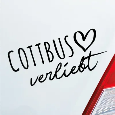 Produktbild von Auto Aufkleber Cottbus verliebt Herz Stadt Heimat Liebe Car 19x8 cm Schwarz Matt Sticker Heckscheibenaufkleber
