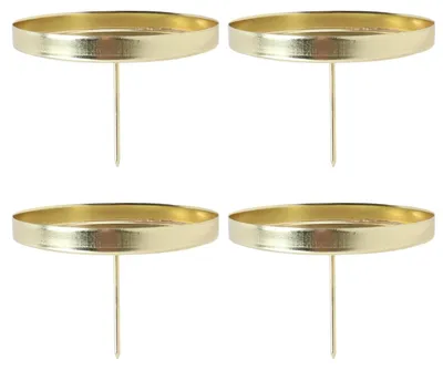 4 Metall-Kerzenhalter, gold, für Kegelkerzen bis Ø 8 cm