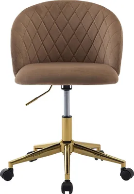 Produktbild von Bürostuhl höhenverstellbar - Samt - Beige & Goldfarben - PORIANI