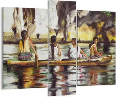 Produktbild von Bild auf Leinwand - Leinwandbild - Frau Wasser Boot - 95x80cm - Wand Bild - Wanddeko - Wandbilder - Leinwanddruck - Bilder - Kunstdruck - Wanddekoration - Leinwand bilder - Wandkunst - CB95x80-3732