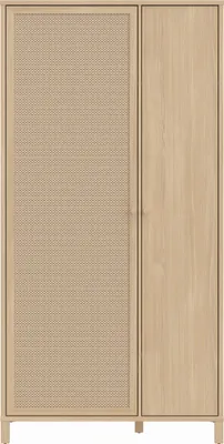 Produktbild von Forte SKELBIT Kleiderschrank 100, schmaler Schrank, 2-türig, Flur, Jugendzimmer, Schlafzimmer, Holzwerkstoff, Elegancia Eiche Holzdekor|Technorattan, 101,3 cm breit x 200,9 cm hoch x 52,9 cm tief