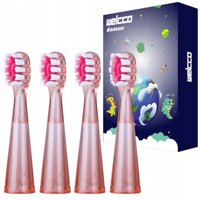 Produktbild von WELCCO DINOZAUR Kinder Zahnbürstenköpfe Rosa, 4 Stück