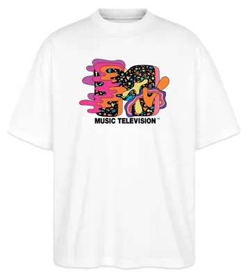 Produktbild von Spreadshirt MTV Music Television Buntes Trippy Logo Oversize Uni T-Shirt, 3XL, Weiß