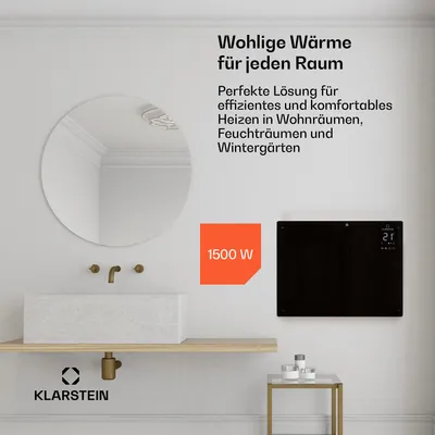 Produktbild von Klarstein Elektroheizung, Konvektor Heizung Freistehend oder Wandmontage, Elektroheizung Energiesparend, App-Control, Leise Heizung Elektrisch, Standgerät Heizkörper Elektrisch mit Thermostat, 1500 W