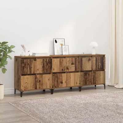 Obrázek produktu pro vidaXL Komody, 3 kusy, imitace starého dřeva, 60 x 35 x 70 cm, dřevovláknitá deska
