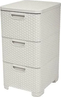 Zdjęcie produktu dla Komoda z 3 szufladami 3x14l RATTAN Style - kremowa