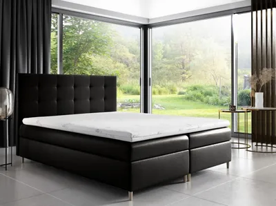 Obrázok produktu pre Čalúnená posteľ Alexa s úložným priestororm čierna 160x200 + topper zdarma