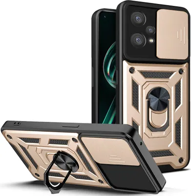 Produktbild von Realme 9 Pro Hülle mit Ring Ständer Halter Dia Kameraschutz TPU Bumper Silikon Schutzhülle für OPPO Realme 9 Pro Gold