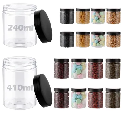 Obrázek produktu pro Sada 16 skladovacích nádob - Vzduchotěsné nádoby - Průhledné kontejnery - Bez BPA - 240 ml/420 ml - Odolný PET plast - Skladovací nádoby