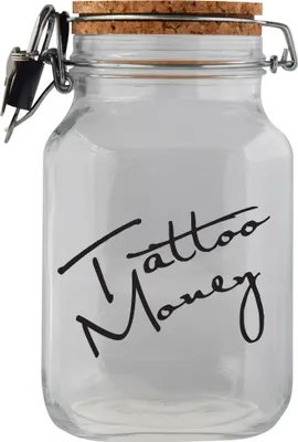 Produktbild von Spardose Geld Geschenk Ideen Tattoo Money Transparent Schwarz Größe XL 2 Liter