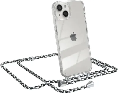 Produktbild von EAZY CASE Handykette kompatibel mit Apple iPhone 13, Handyhülle mit Umhängeband, Handykordel, Schutzhülle Clear, Band in Schwarz