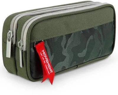 Image de Trousse Cooyou pour garçons, grande trousse pour garçons et filles, trousse à deux compartiments pour l'école et le bureau, verte