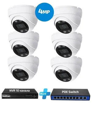 Immagine prodotto di Kit PoE, 6 telecamere dome, 4MP, registratore NVR, switch PoE