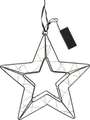 Image de Boltze Home - Étoile de Noël LED à suspendre, métal noir, 29,5 x 30 cm, éclairage décoratif