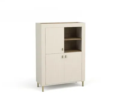 Produktbild von Kommode MORANO, 3-türiges Sideboard mit Stauraum, Moderner Wohnzimmerschrank, Elegante Kommode für Wohnzimmer, Esszimmer, Flur Kaschmir