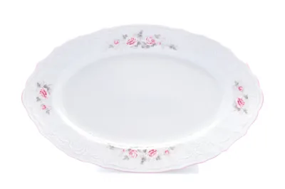 Obrázek produktu pro Thun 1794 Mísa oválná, 34 cm, český porcelán, Bernadotte, růže, růžový proužek, Thun