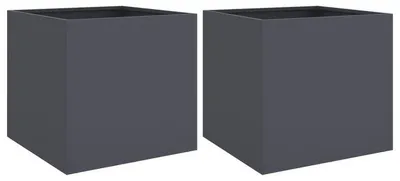 Obrázok produktu pre Sada dvoch kvetináčov – antracitová farba, oceľ – 42 x 40 x 39 cm – Odolná a robustná
