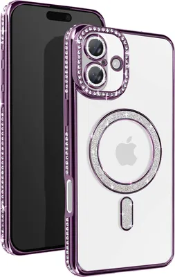 Image de Avizar, coque MagSafe Diamant pour iPhone 16 Design élégant, violet