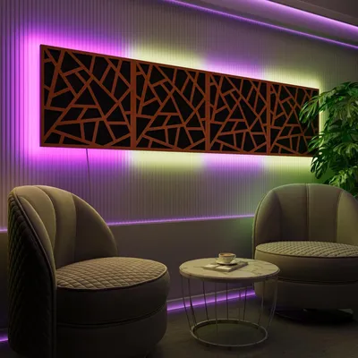 Immagine prodotto di Set da 4 pannelli acustici a LED con effetto RGB Glow per Echo Control | Pannelli fonoassorbenti con retroilluminazione | 4x SKYROSS-Grouped | Ciliegio