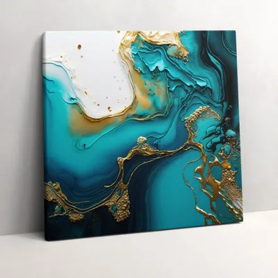 Produktbild von Turquoise abstraction – Leinwandbild Wandbild – 60x60 cm – Leinwandbilder – Wandbilder – Schlafzimmer – Flur