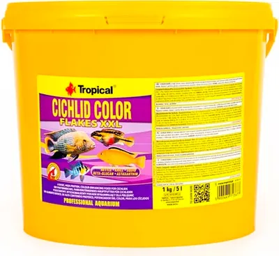 Produktbild von Tropical 5 l Cichlid Color Flakes XXL | Farbverstärkendes Hauptfutter