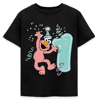 Produktbild von Spreadshirt Sesamstraße Geburtstagdesign Mit Elmo Ein Jahr Kinder T-Shirt, 110/116 (5-6 Jahre), Schwarz