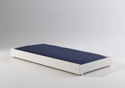 Zdjęcie produktu dla Szuflada do łóżka Vipack Pino do wsunięcia pod spód, powierzchnia do leżenia 90x195 cm - lita sosna lakierowana na biało, wymiary: 196 cm x 19 cm x 94 cm; PIRB9014