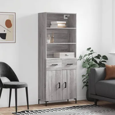 Productafbeelding van vidaXL Hoge kast, grijs Sonoma, 69,5 x 34 x 180 cm, houtvezel
