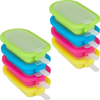 Produktbild von Silikon Eisformen 8er Set BPA-frei spülmaschinenfest mit Auslaufschutz geruchsneutral 19.5x19x5.5cm