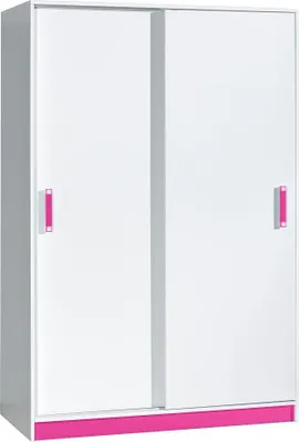 Produktbild von Kinderkleiderschrank, Farbe: Weiß / Rosa - 189 x 120 x 60 cm (H x B x T)
