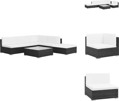 Image de vidaXL Ensemble salon de jardin 6 pièces avec coussins Poly rotin noir - Ensemble de meubles de jardin