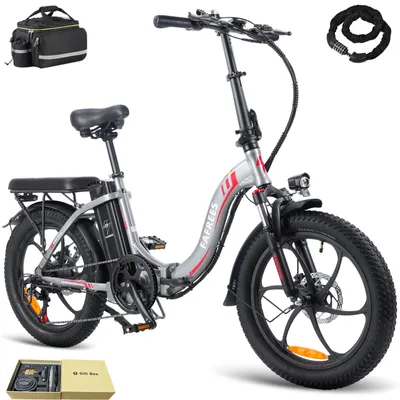 Produktbild von E-bike klapprad Rostfreie Aluminiumlegierung 36 V 16 Ah 576 Wh bis zu 100 -130 km Wasserdicht IPX5 20 zoll 7 Gang, Grau