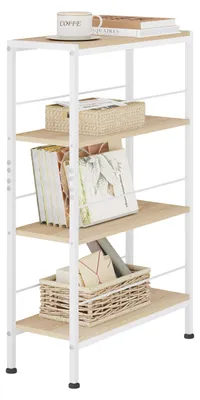 Produktbild von WOLTU Regal, Nischenregal mit 4 Ebenen, 50x78x20 cm, Weiß Helle+Eiche – Größe 50x20x78, Helle Eiche + Weiß
