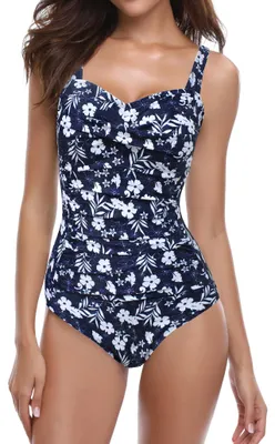 Productafbeelding van SHEKINI Dames, eendelig badpak met bloemenprint, effen kleur, monokini, verstelbaar