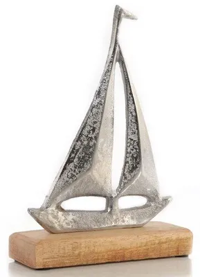 Immagine prodotto di Modello di veliero in metallo, 21 cm, argento, decorazione da bagno, motivi estivi