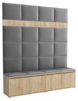 Produktbild von Garderobe LUTON 2 SONOMA 33 – Farbe Sonomaholz, moderner Schrank 40x200x213 cm, funktionale Lösung für den Flur, Garderobeschrank, Flurmöbel