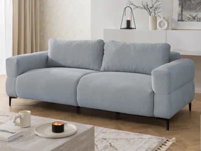 Produktbild von Cardea - Modernes 3-Sitzer-Sofa in Bubble-Optik aus weichem Grau Strukturstoff mit hohem Sitzkomfort