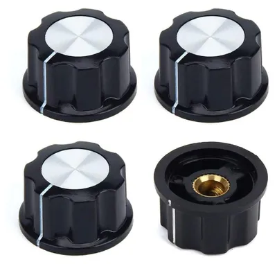 Drehknöpfe 4er-Pack, rund, 27 mm, für 6 mm Welle, Potentiometer