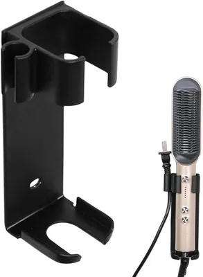 Image de Support mural en aluminium pour accessoires de coiffure - Crochet résistant à la chaleur pour brosse chauffante et fer à friser - avec plusieurs options de rangement