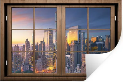 Produktbild von MuchoWow® Wandtattoo Wandsticker Wandaufkleber Durchsichtig - Holz - New York 30x20 cm Selbstklebend und Repositionierbar - Wierderverwendbar - Selbstklebend