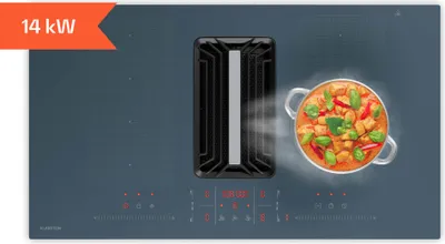 Produktbild von Klarstein AirJet FlexPro Induktionskochfeld Mit Dunstabzug -  Effizienz, 750 m³/h Luftstrom, 14 kW Leistung, 58 dB Leise, Touch-Steuerung, Flex-Zone, Anthrazit