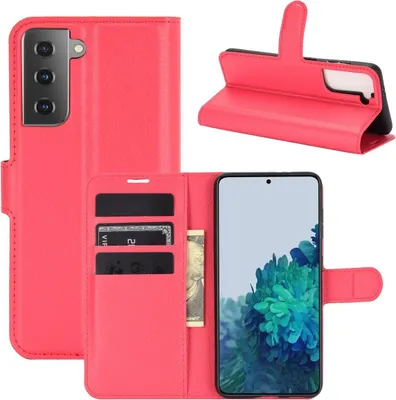 Produktbild von König Design Hülle kompatibel mit Samsung Galaxy S21 Kunstleder Handyhülle - Handy Case Rot