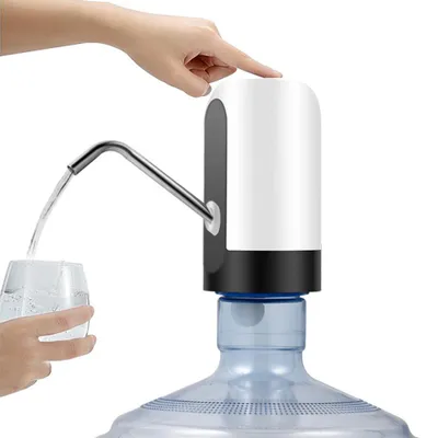 Productafbeelding van Automatische elektrische waterpomp, dispenser voor gallons, oplaadbaar, universele, stille fles met schakelaar en USB-kabel, geschikt voor thuis, kantoor en buiten, wit