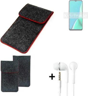 Produktbild von K-S-Trade Handy Schutz Hülle kompatibel mit Oppo A9 2020 Schutzhülle Handyhülle Filztasche Pouch Tasche Case Sleeve Filzhülle dunkelgrau roter